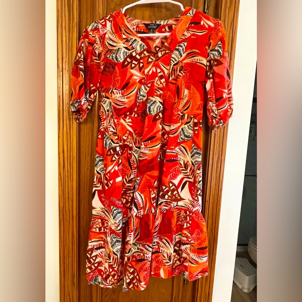 Vibrant Red Patterned Dress